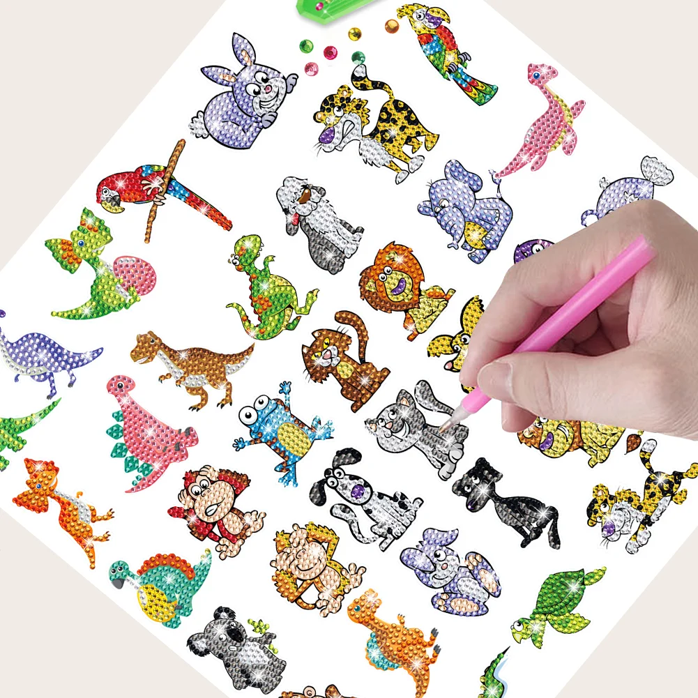 38pcs/a set DIY Animal Diamond Painting Sticker Gem Sticker for Boy Gift