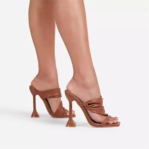 2021 Women's Mule Cup High Heels Casual Sandals Ladies Square Toe Summer Shoes Talon Femme Sexy Female Party Sliders Footwear
