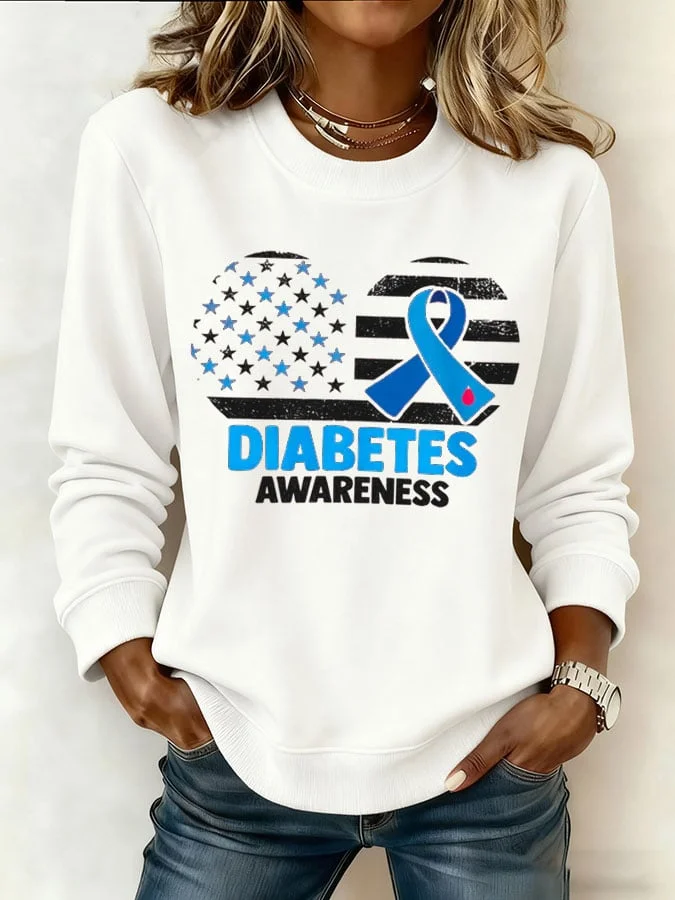 Women's DIABETES AWARENESS Printed Sweatshirt socialshop
