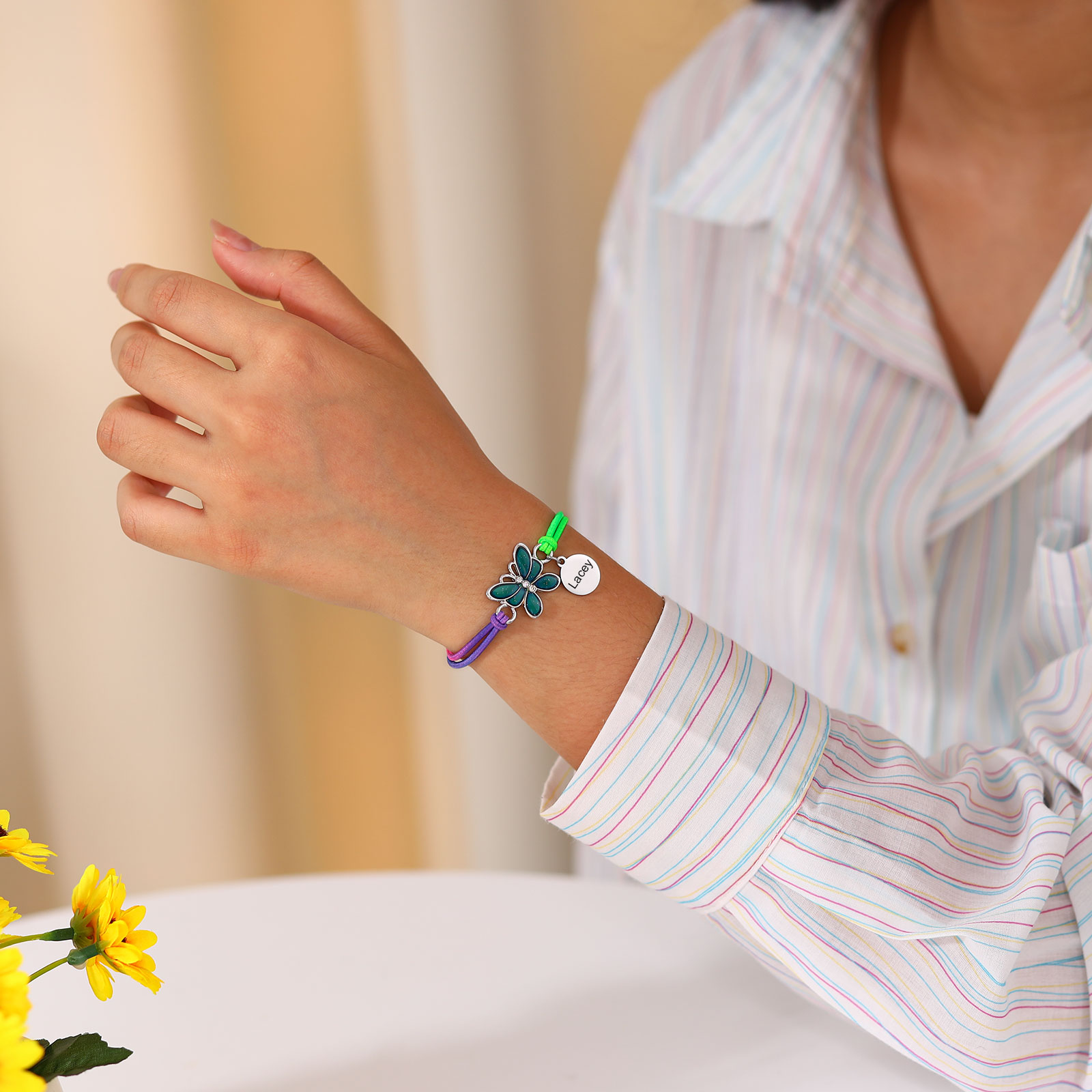 Custom 2 Names Bracelet Set 2 Pieces Hair Ties Back To School Gift for Girls Sisters Best Friends-Jessemade AU