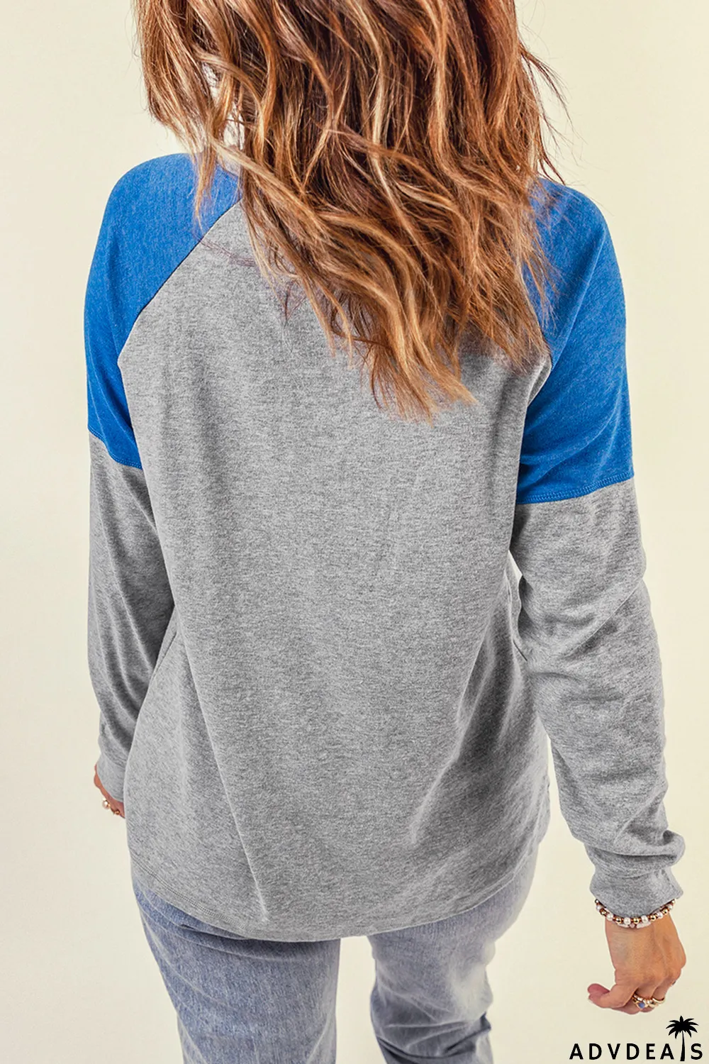 Gray Color Block Raglan Sleeve Top