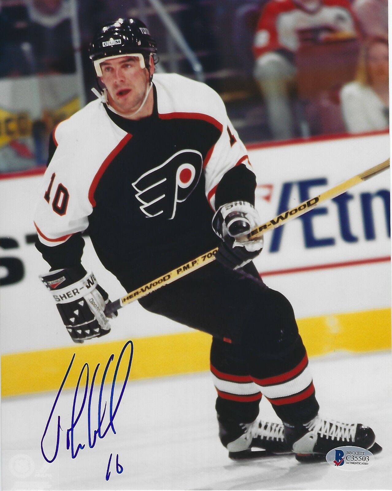 JOHN LECLAIR Signed Philadelphia FLYERS 8x10 Photo Poster painting with Beckett COA