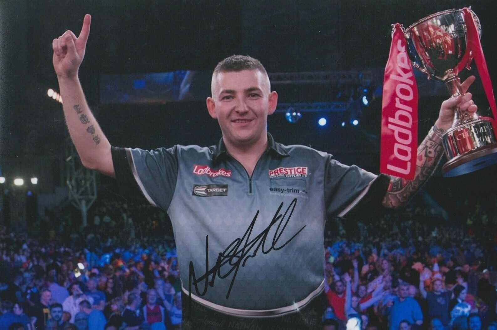 Nathan Aspinall **HAND SIGNED** 8x12 Photo Poster painting ~ Darts ~ AUTOGRAPHED