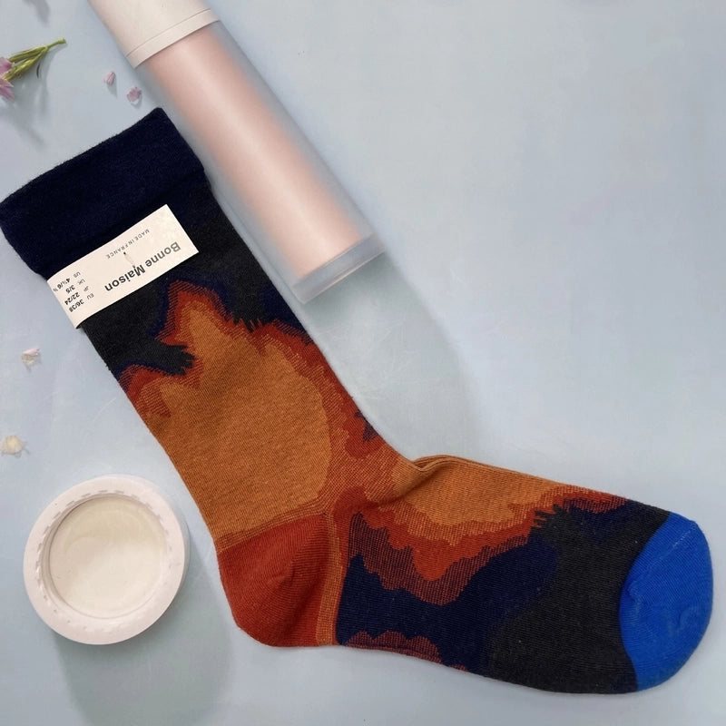 Women’s Minimalist Human Houndstooth Cotton Crew Socks A Pair