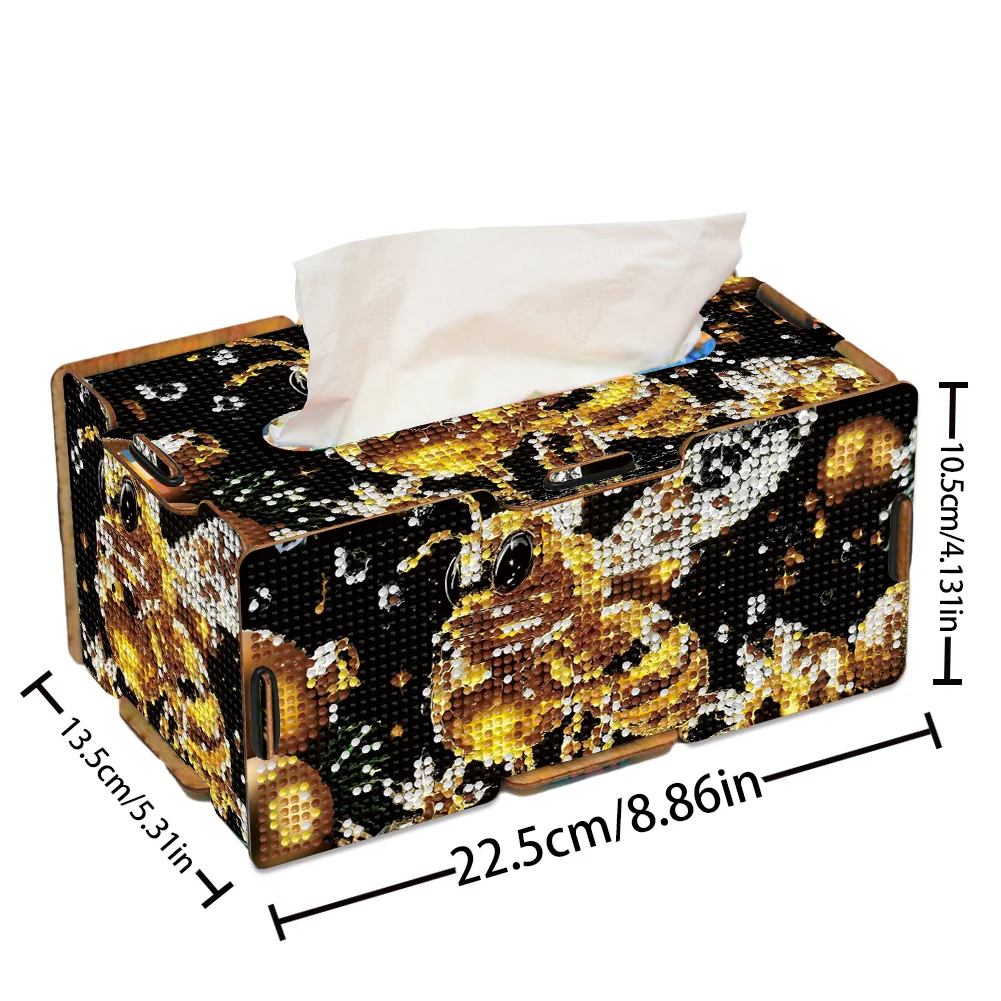 Diamond Painting Tissue Box Kits Decorative Rhinestone Craft Kit (Golden Bee)