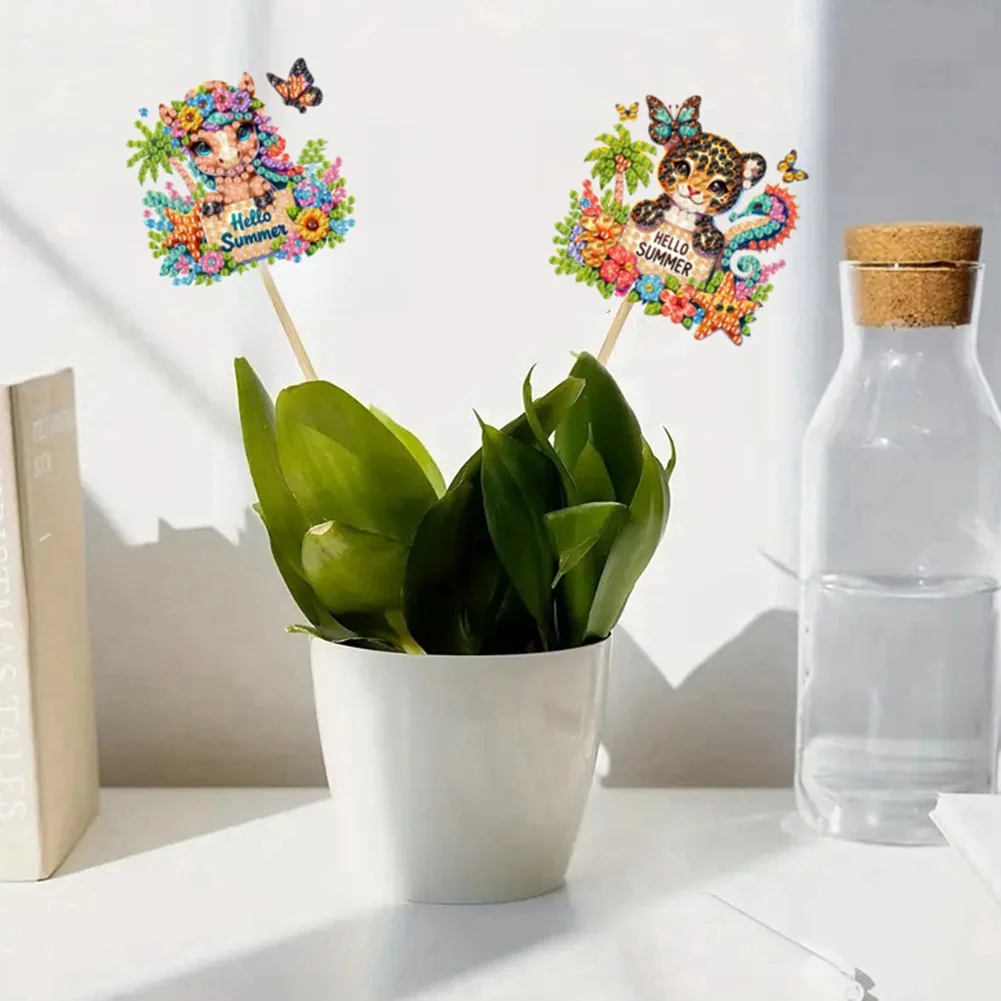 6Pcs DIY Stakes Diamond Painting Kits Diamond Art Kits (Summer Animals)