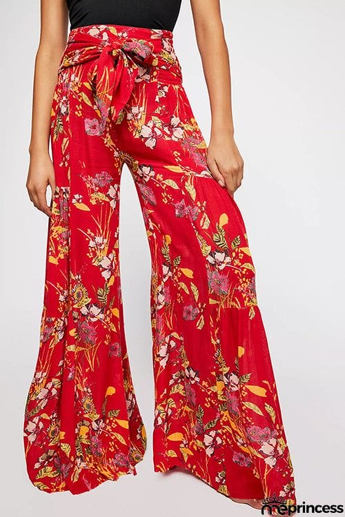 Print Belted Palazzo Pant