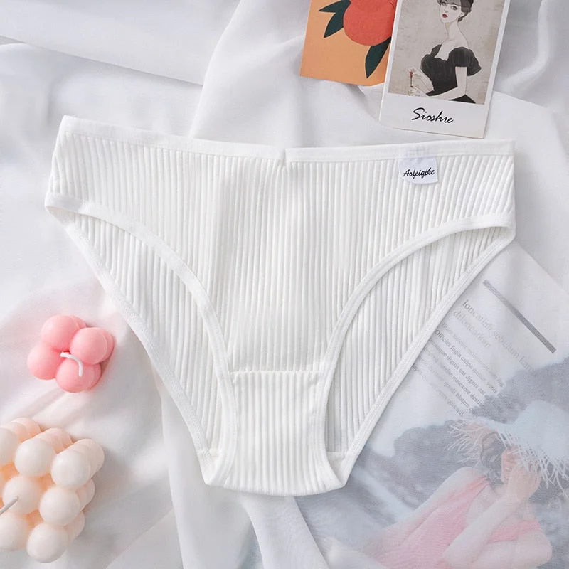 Cotton Women's Panties Underwear Sexy V Waist Underpants New Solid Color Female Skin-friendly Striped Briefs Intimate Lingerie