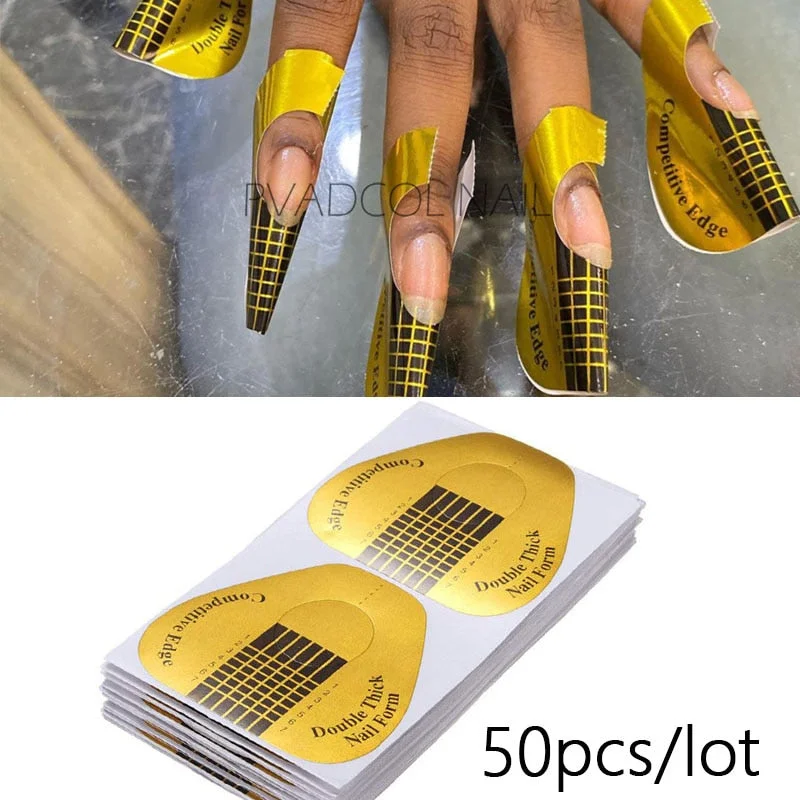 Sculpted Acrylic French Nail Form Tips UV Gel Extension Guide Stickers Paper Adhesive Curl Guide Form DIY Nail Art Manicure Tool-Nail Inspo