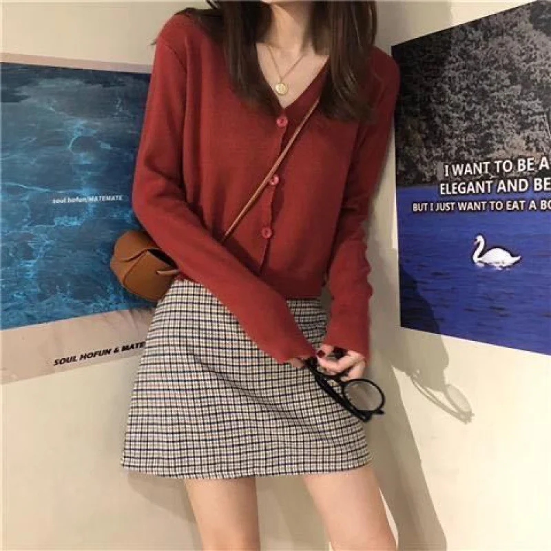 Toloer Toloer Autumn Dress 2024 Korean Version Loose Short Money With Long Sleeve Small Knit Cardigan Coat Female Thin Money-Outfit Ideas