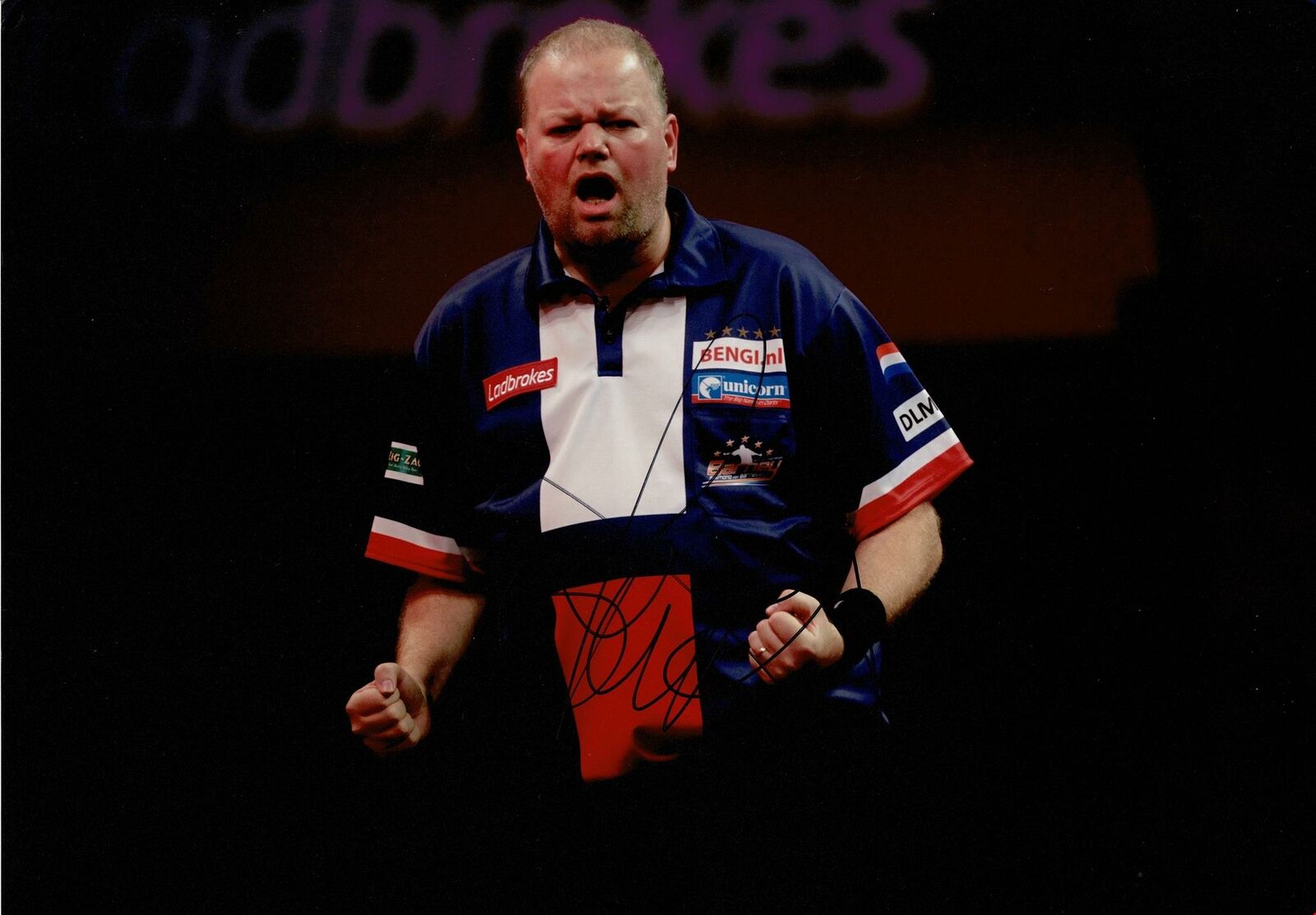 Raymond van Barneveld Signed 12X8 Photo Poster painting Darts Autographed Memorabilia AFTAL COA