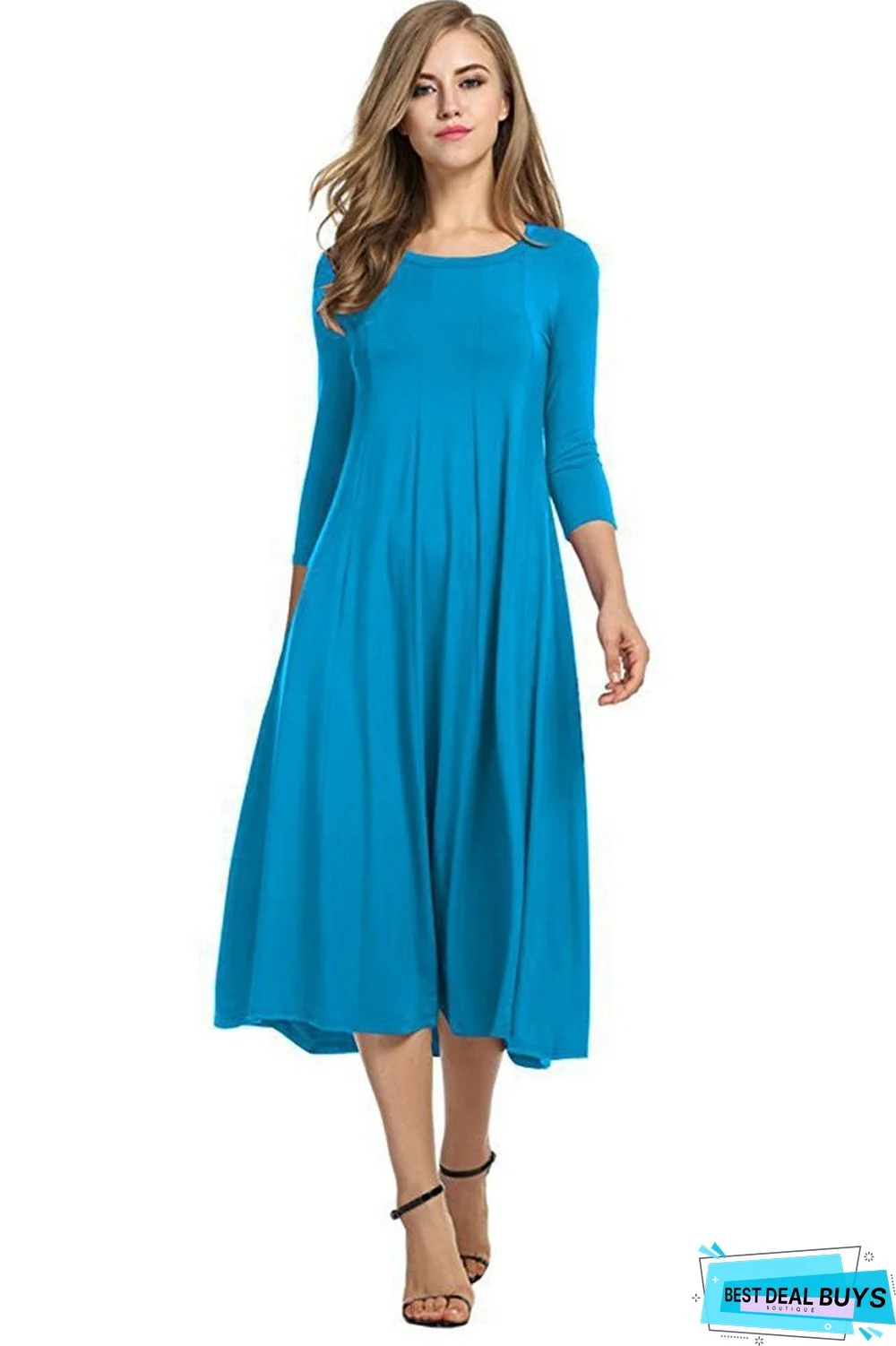 Casual Long Sleeve Pockets Casual Dress