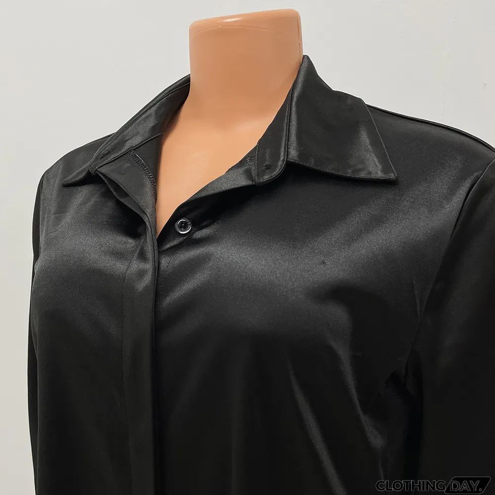 Summer Women Fashion Casual Long-Sleeved Irregular Long Shirt