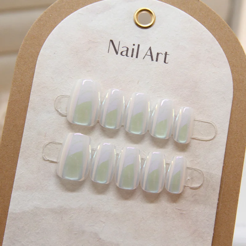 Churchf Churchf Cat's Eye White Moonlight Wear Nail Piece Removable Beauty Nail Piece Cat's Eye Nail Patch Clear Nail Piece Code