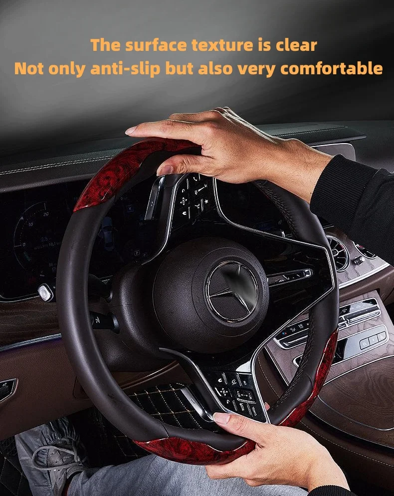 Car Peach Wood Steering Wheel Cover (2PCS)