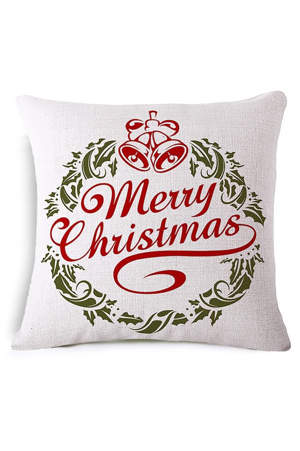 Home Decor Happy New Year Merry Christmas Throw Pillow Cover White-elleschic