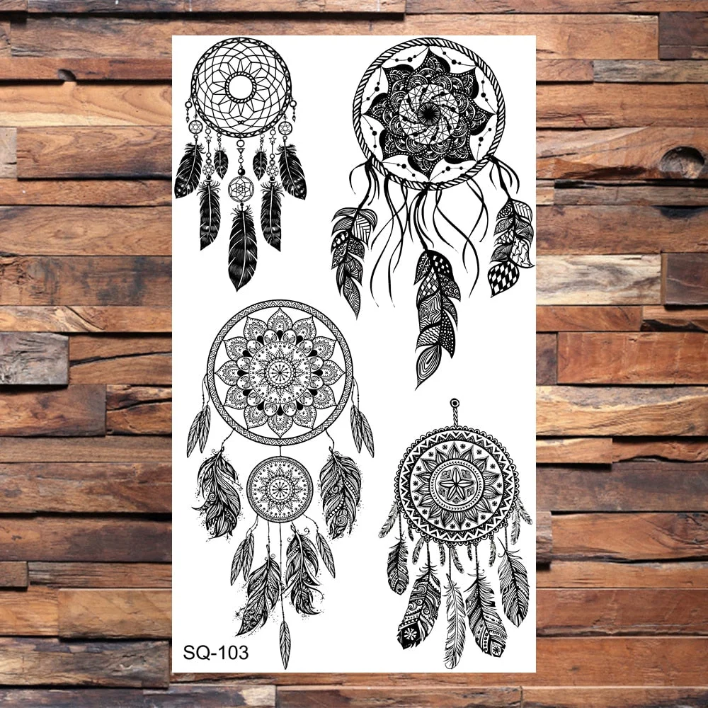 Skeleton Skull Temporary Tattoos For Women Adults Realistic Wolf Snake Rose Flower Feather Fake Tattoo Sticker Back Tatoos Body