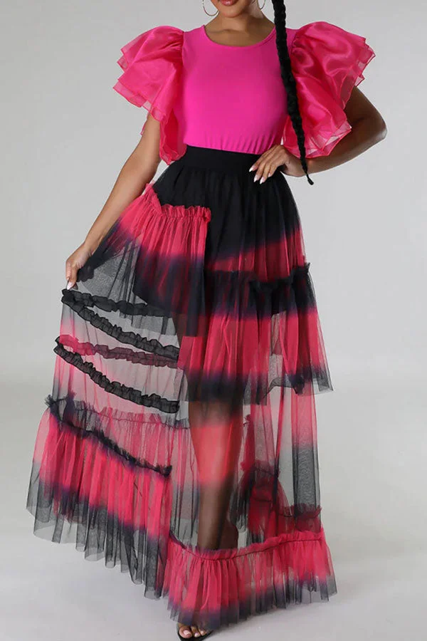 Gradient Dramatic Tiered Tulle Skirt