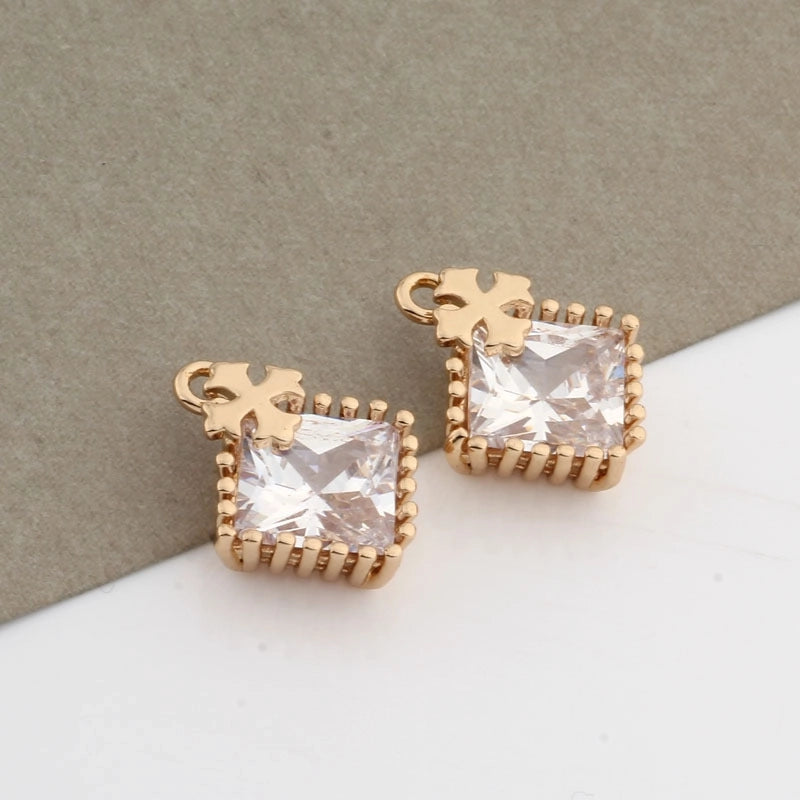 1 Piece 12.5*16mm Copper Zircon Cross Rhombus Jewelry Accessories Pendant