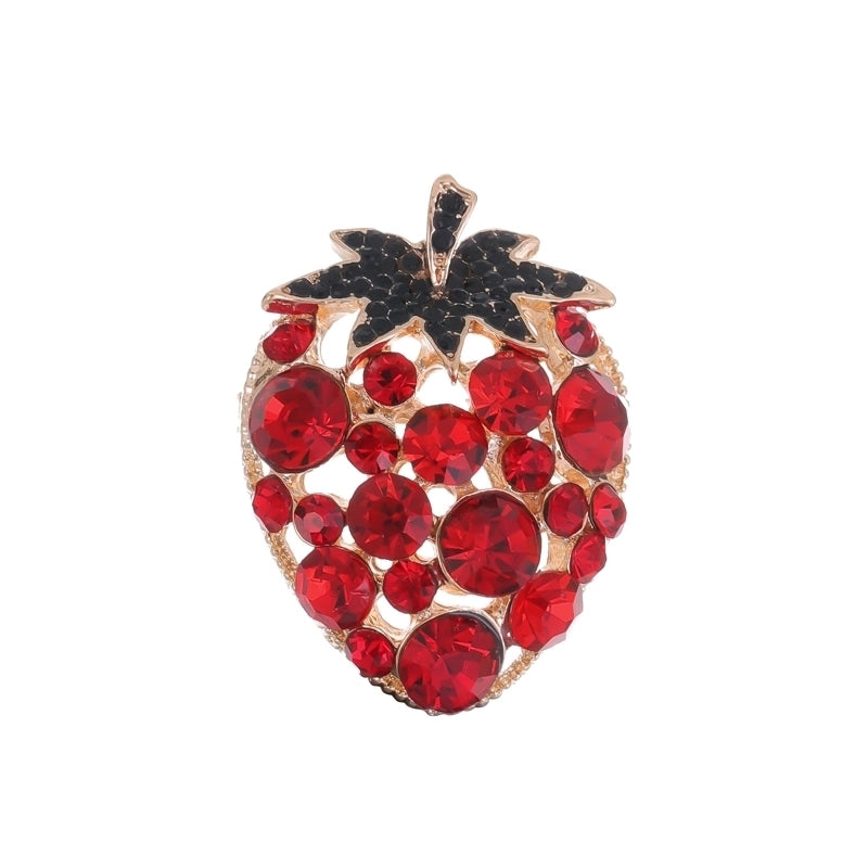 Casual Minimalist Cat Flower Strawberry Alloy Inlay Rhinestones Unisex Brooches