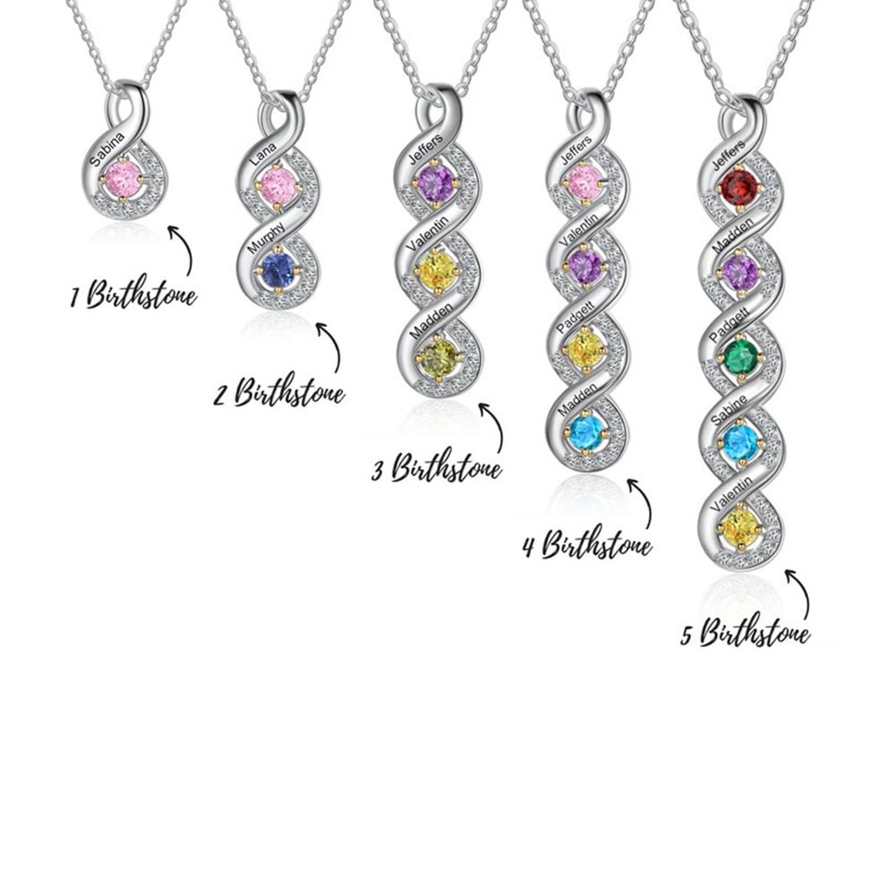 Vangogifts Valentines Day Gift for Her, Birthstone Necklace for Mom, Personalized Jewelry, Gifts for Her, silvery Infinity Necklace, Gifts for Grandma