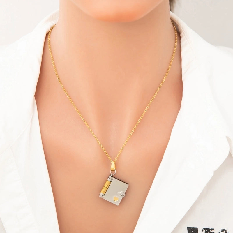 Vintage Style Classic Style Book Envelope Heart Shape Titanium Steel Plating Pendant Necklace