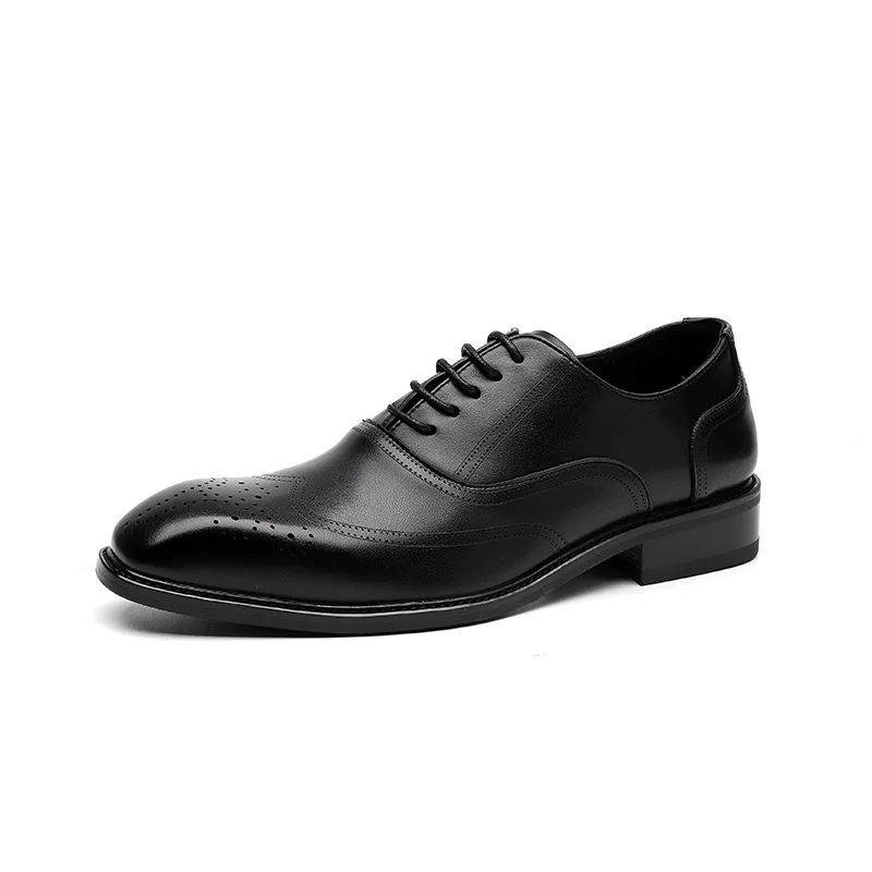Colourp Colourp Men's Leather Shoes Pointed British Wind Derby Shoes Casual Three Joint Business Dress Groom Wedding Shoes 8174-R