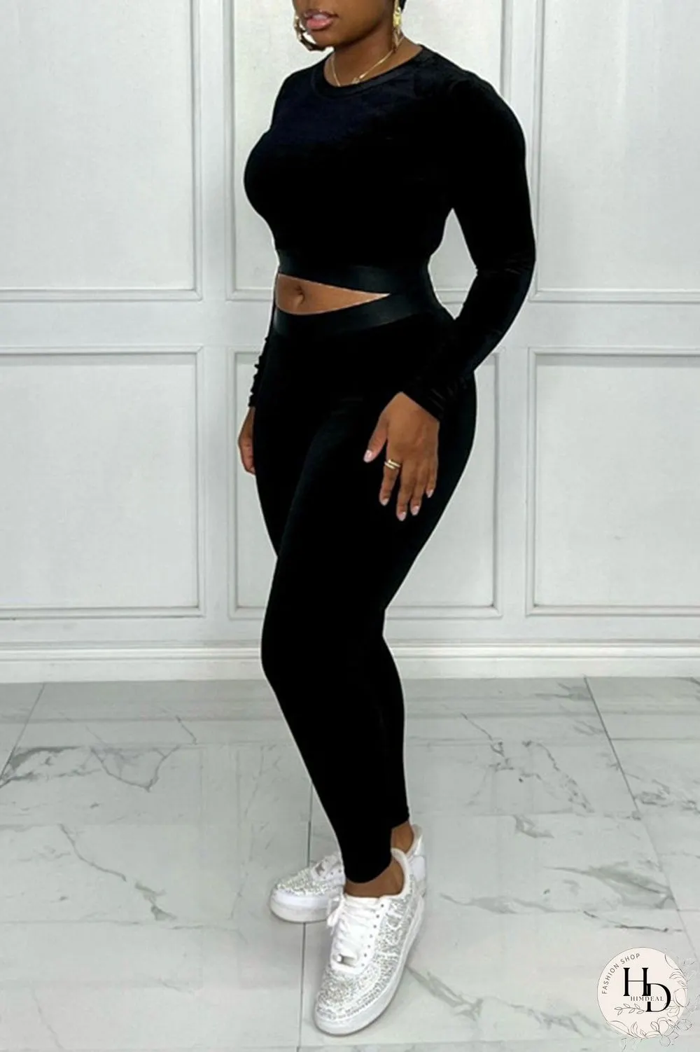 Silver Gray Sexy Solid Split Joint O Neck Long Sleeve Two Pieces