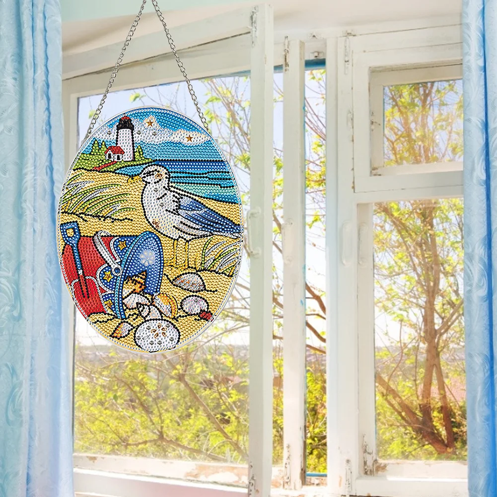 DIY Seagull Diamond Dots Art Cute Home Garden Decoration(Single Side)