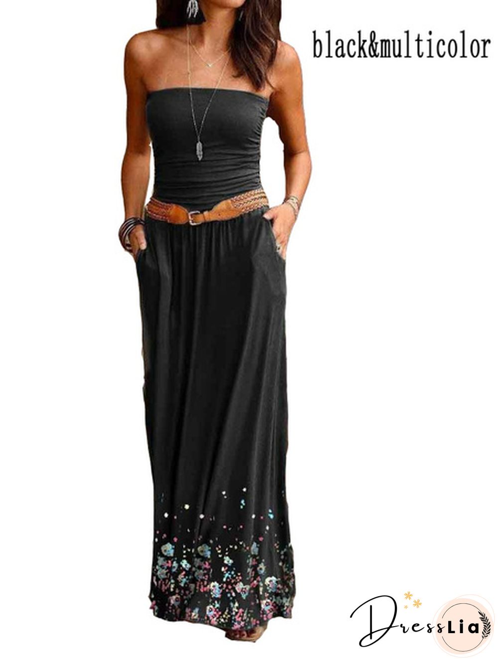 Women's Fashion Summer Sleeveless Printed Dress Slim Casual Tube Top Skirt Lady Oversized Party Dress