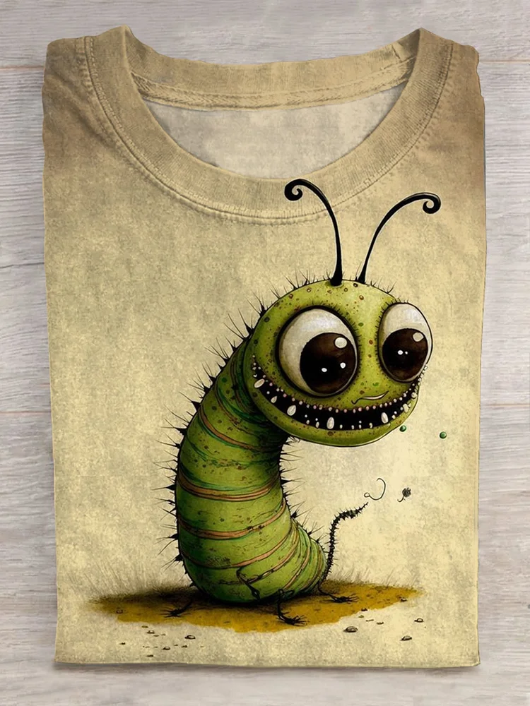 Funny Cute Bug Art Print Casual T-Shirt