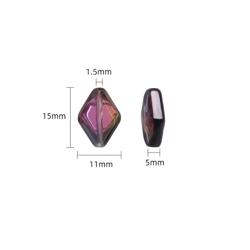 20 PCS/Package 11 * 15mm Glass Rhombus Beads