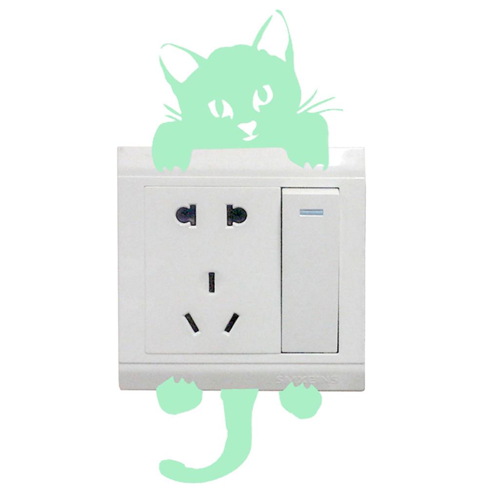 

Cute Cat Luminous Switch Wall Stickers Living Room Decor Fluorescent Switch, 501 Original