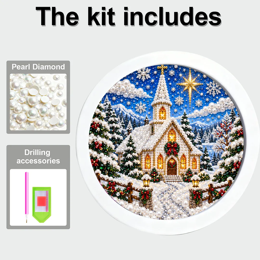 Framed Pearl Painting Craft Kit Church Holiday 7.87x7.87in