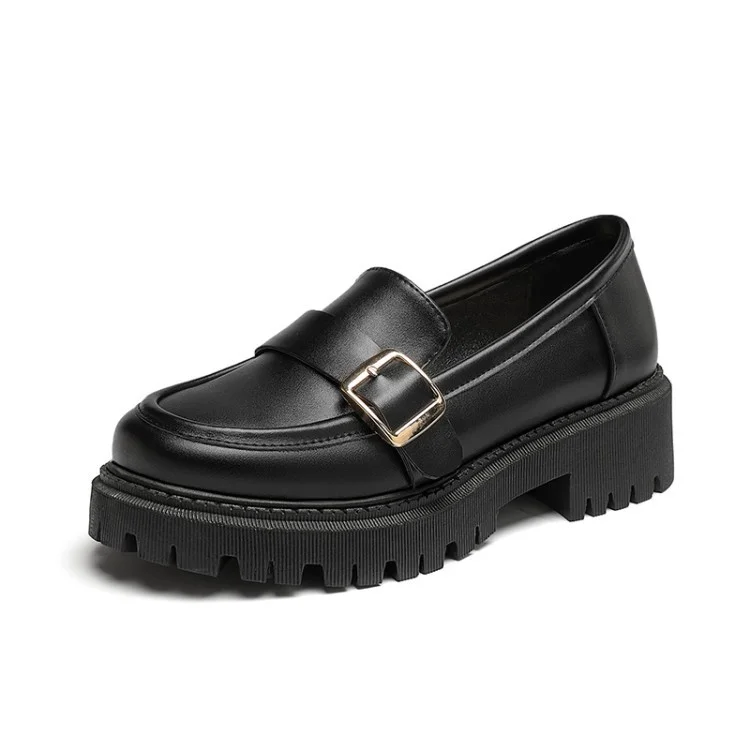 Tanguoant Tanguoant Head Women's Shoes Retro Single Shoes Loafers Student Shoes Plus Size C22-01