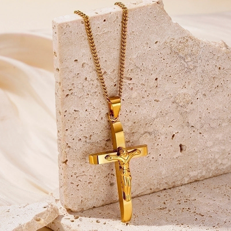 Hip-Hop Retro Cross Round Square 304 Stainless Steel Women’s Pendant Necklace