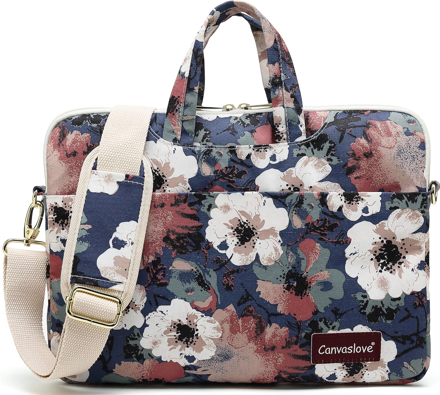 Canvaslove Camellia Pattern Waterproof Laptop Shoulder Messenger