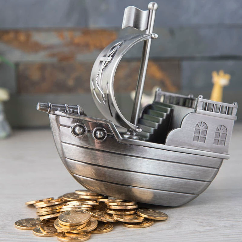 Retro and Creative Pirate Ship Piggy Bank