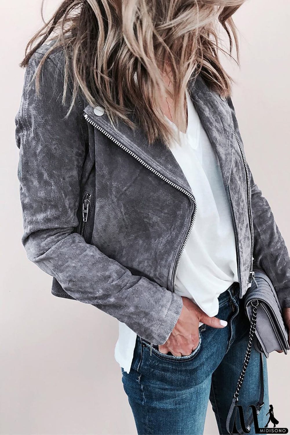 MidiSono - Suede Moto Jacket