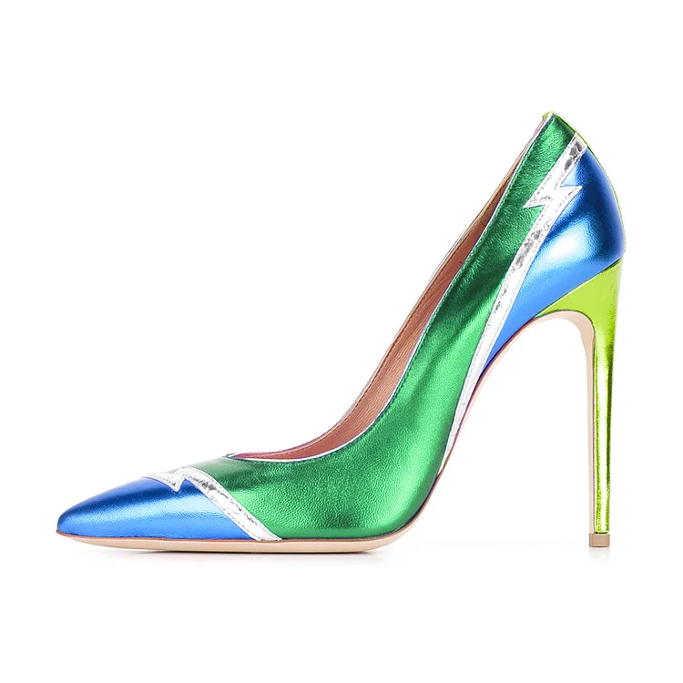 Green multi outlet color heels