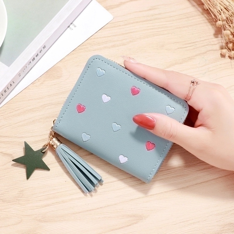 Women’s Solid Color Pu Leather Hook Loop Wallets