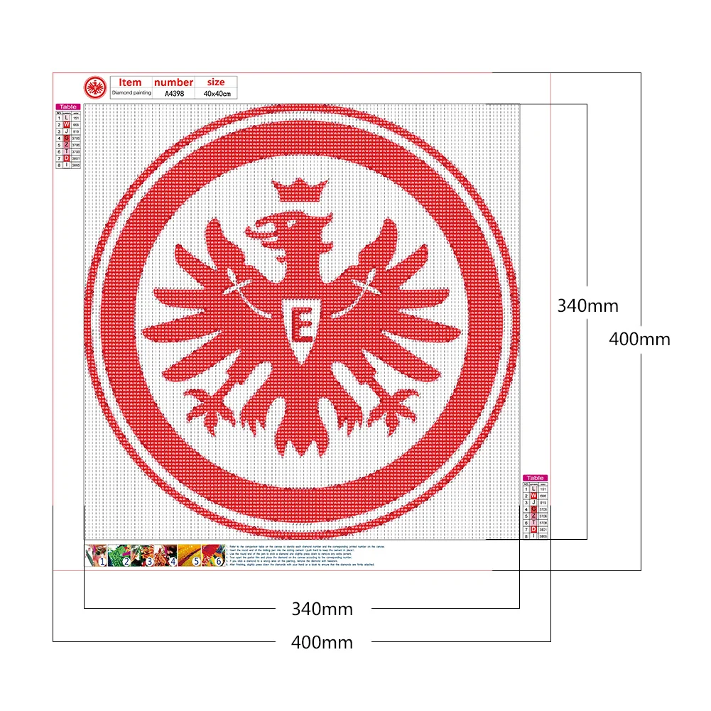 Diamond Painting - Full Round Drill - Eintracht Frankfurt Fu&szlig;ball AG(40*40cm)