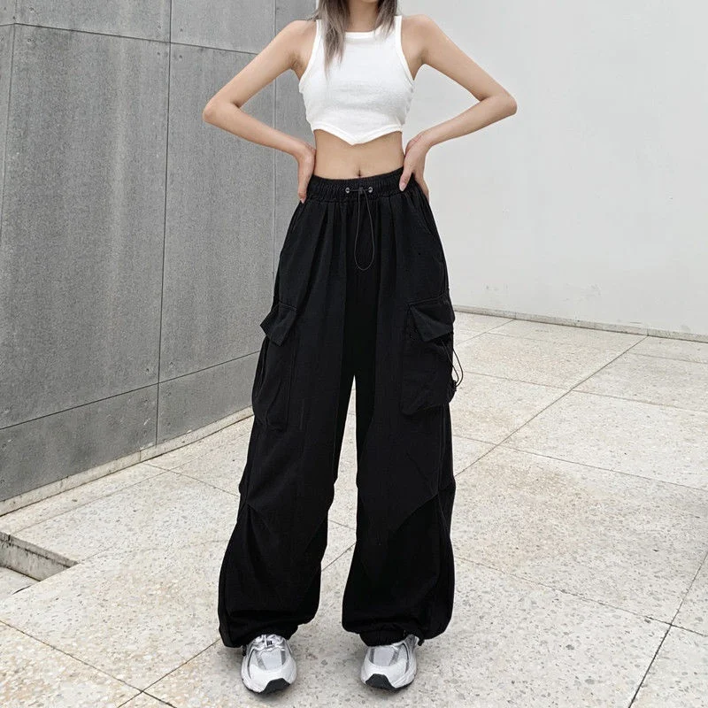 Brownm Brownm Sense High Street Cargo Pants Female 2025 New Loose Straight Leg Wide Leg Large Pocket Casual Retro Bundle Leg Pants Tide