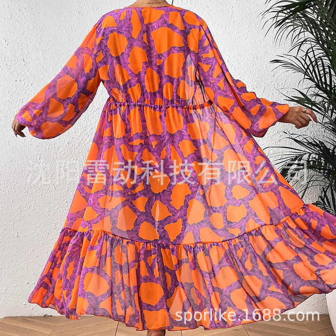 Churchf New Hollowed-In-Joined Swimsuit Women 2025 New Swimwear Jersey Two-Set Print