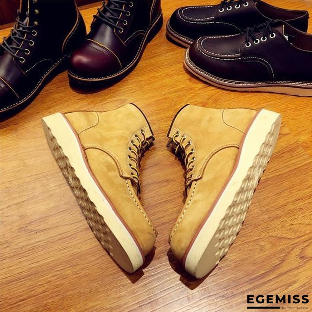 Vintage Men Boots Lace-Up Genuine Leather Boots Wing Men Handmade Work Travel Wedding Ankle Boots Casual Boots | EGEMISS