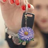 (US Only)6Pcs DIY Flower Special Shape 5D Diamond Art Keychain for Birthday Gift
