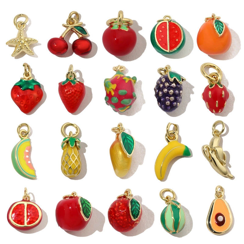 3 PCS/Package 13*16mm 15*9mm 8 * 17mm Copper Cherry Fruit Banana Pendant Jewelry Accessories