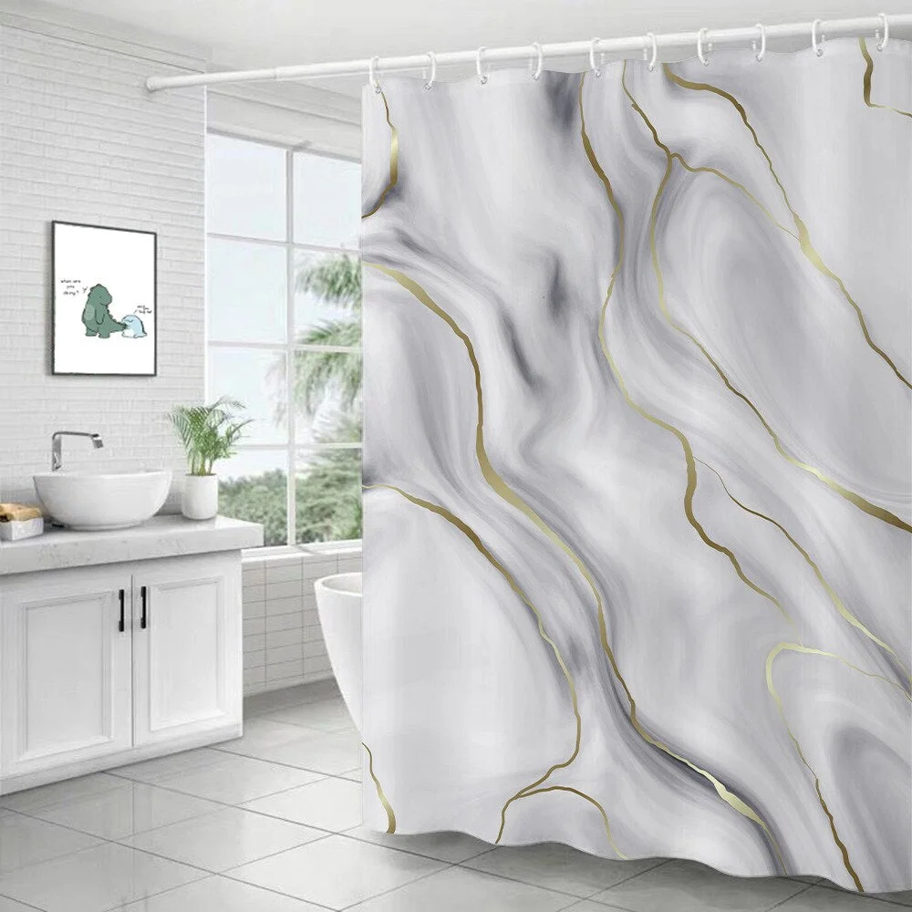 Modern Art Marble Shower Curtain Bathroom Toilet Decoration Thickened Waterproof and Mildew Proof Shower Curtain Bath Decor