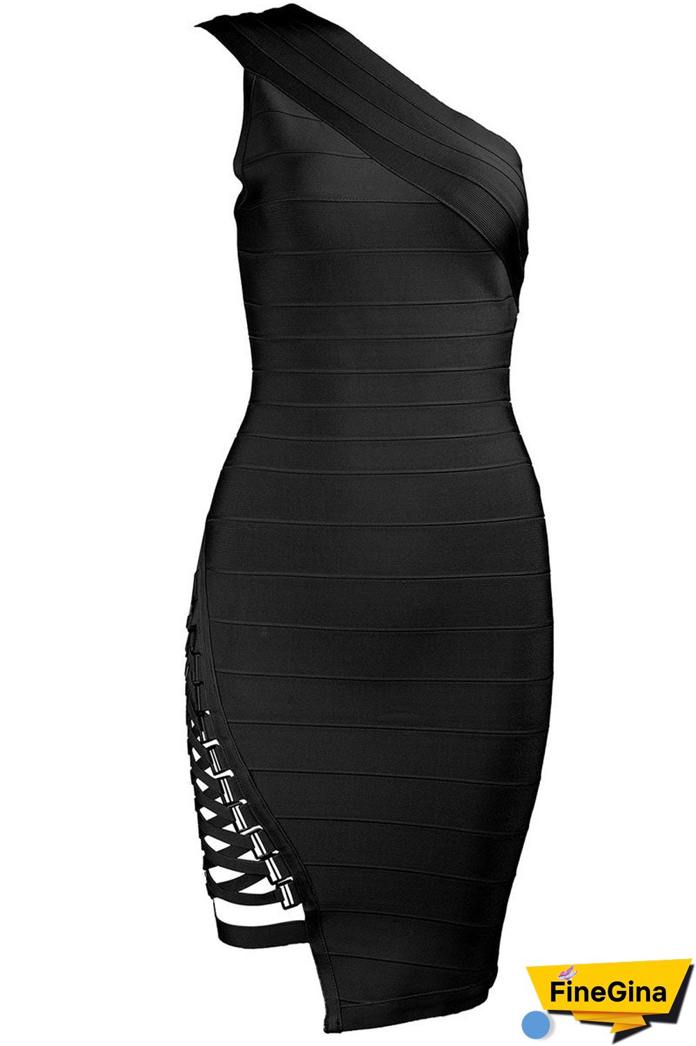 White One-shoulder Sexy Mini Bandage Dress