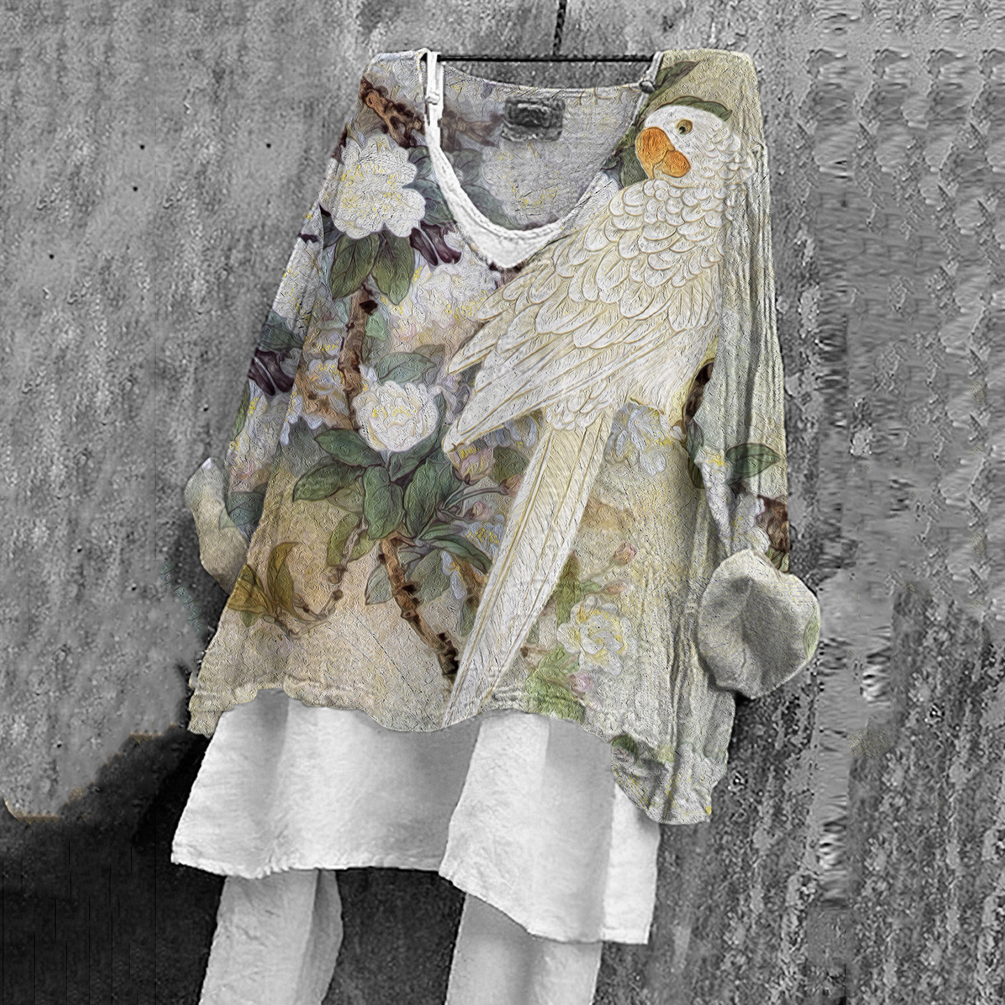 Parrot Floral Art Women's Shirt artswardrobe